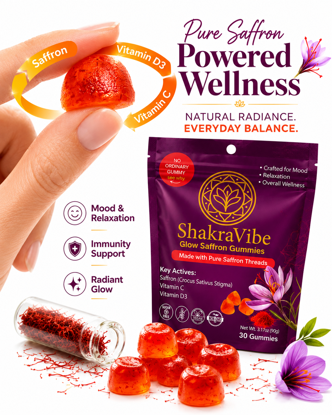 Pure Saffron Gummies  | 30 Counts